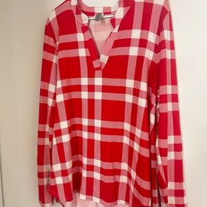 Honeyme Red and White Checkered Top